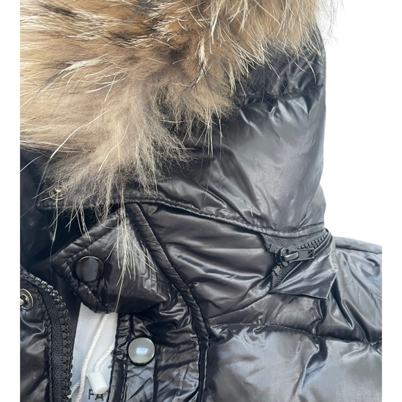 Down Parka Fur Feather Jacket Hooded Slim White duck Down Short Parkas Sz 2 - Picture 8 of 12